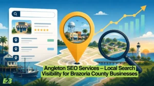 Illustration of local search and map pin visibility for businesses in Angleton, TX and Brazoria County - Angleton SEO Services