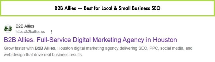 B2B Allies website homepage, Houston local SEO and digital marketing agency