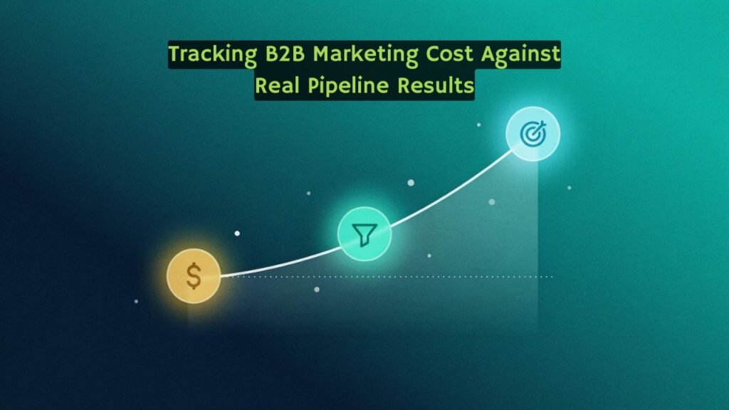 Illustration of a rising trend line connecting marketing spend to lead generation and pipeline outcomes