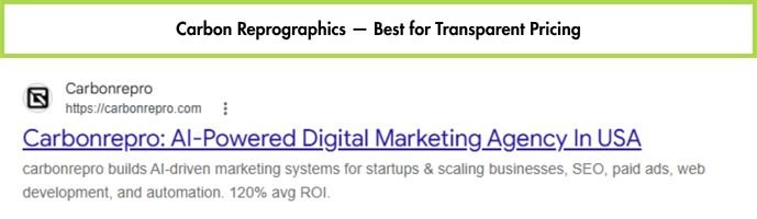Carbon Reprographics website homepage, transparent-pricing SEO agency