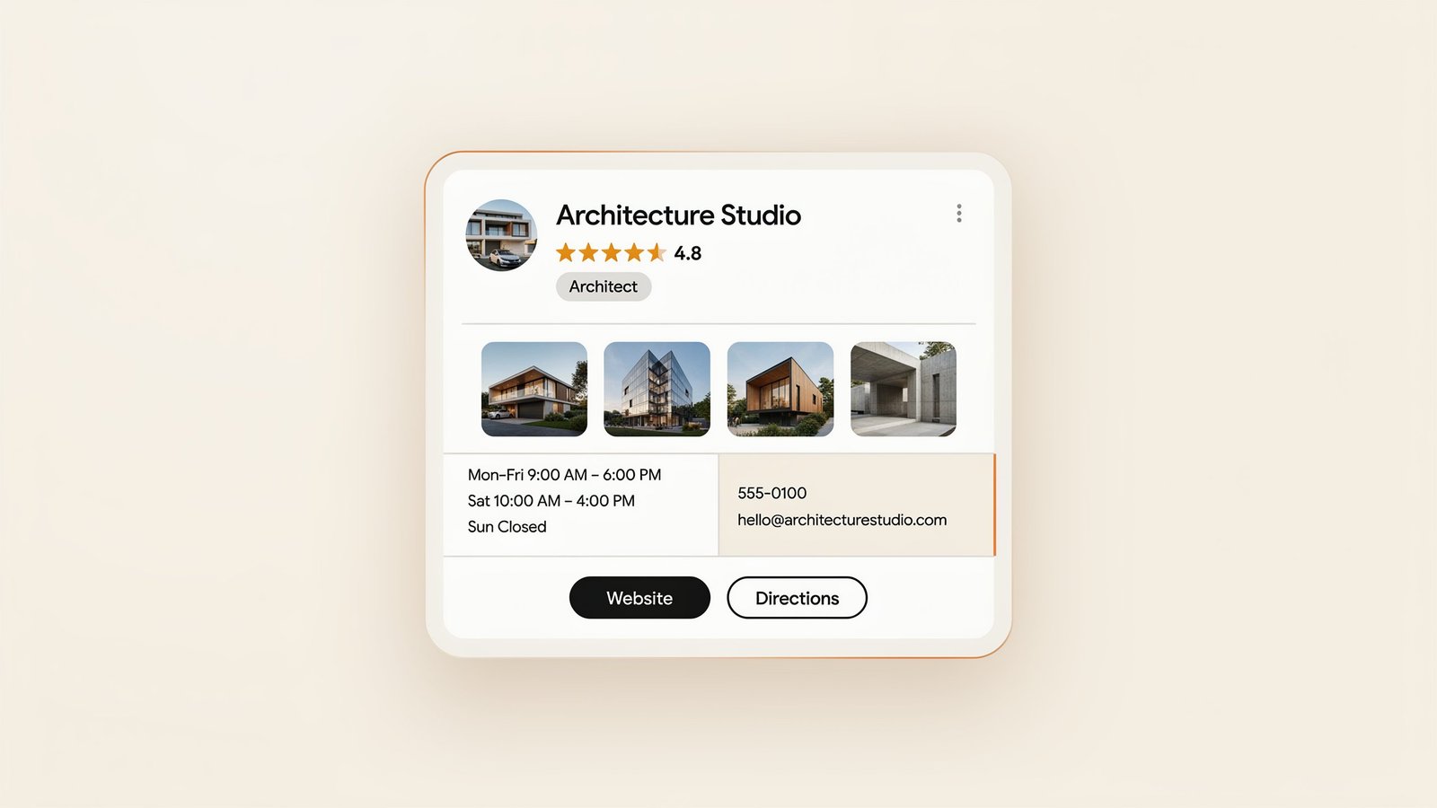 Optimized Google Business Profile example for a local architecture firm