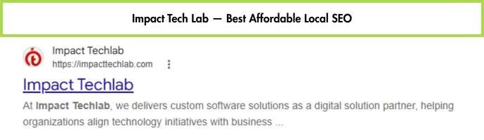 "Impact Tech Lab website homepage, affordable local SEO agency in Houston