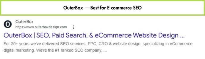 OuterBox website homepage, e-commerce SEO agency serving Houston retailers
