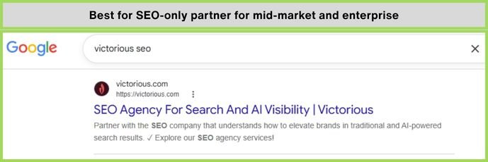 Victorious - SEO-only partner for mid-market and enterprise